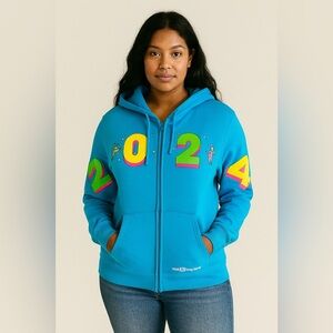 Vibrant Blue and Yellow Hooded Sweatshirt